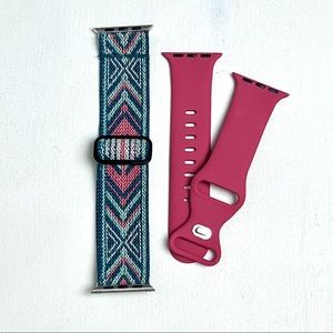 NWOT 2 Apple Watch bands adjustable elastic solo loop and matte silicone x